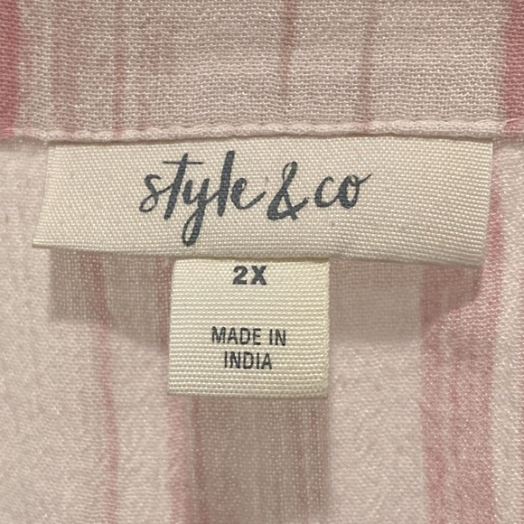 Style & Co Pink Gauze tab sleeve top | 2X - Picture 5 of 6